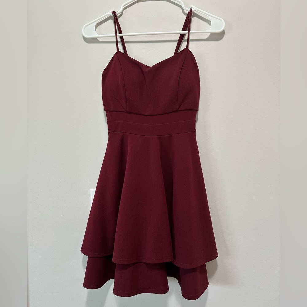 Emerald Sundae maroon semi-formal dress
